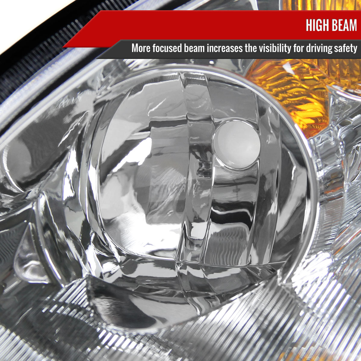 2002-2004 Nissan Altima Crystal Headlights w/ Amber Reflector (Chrome Housing/Clear Lens)