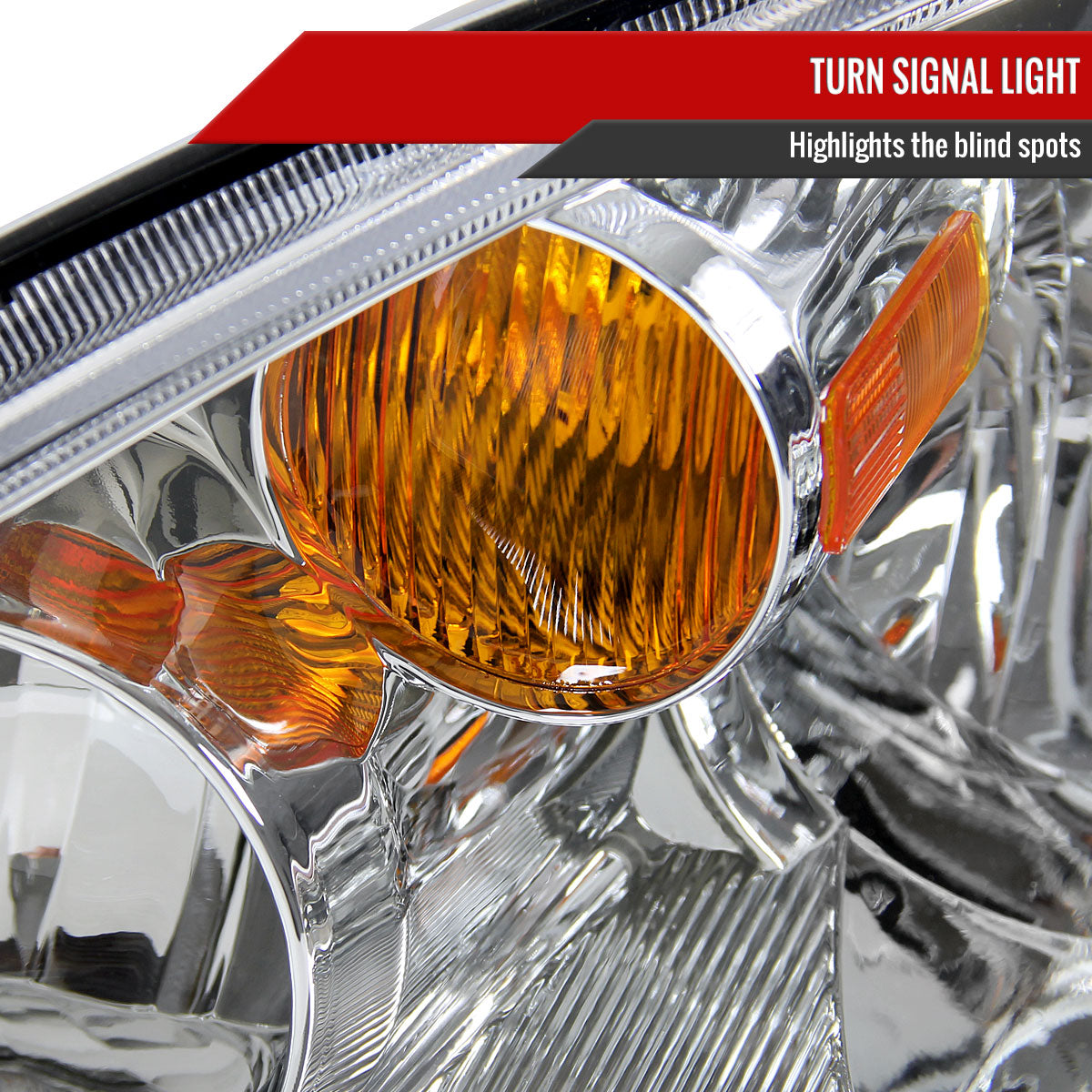 2002-2004 Nissan Altima Crystal Headlights w/ Amber Reflector (Chrome Housing/Clear Lens)