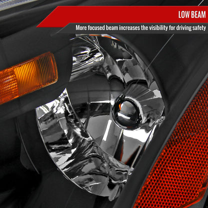 2002-2004 Nissan Altima Crystal Headlights w/ Amber Reflector (Matte Black Housing/Clear Lens)