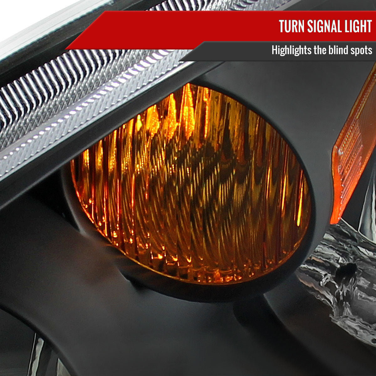 2002-2004 Nissan Altima Crystal Headlights w/ Amber Reflector (Matte Black Housing/Clear Lens)