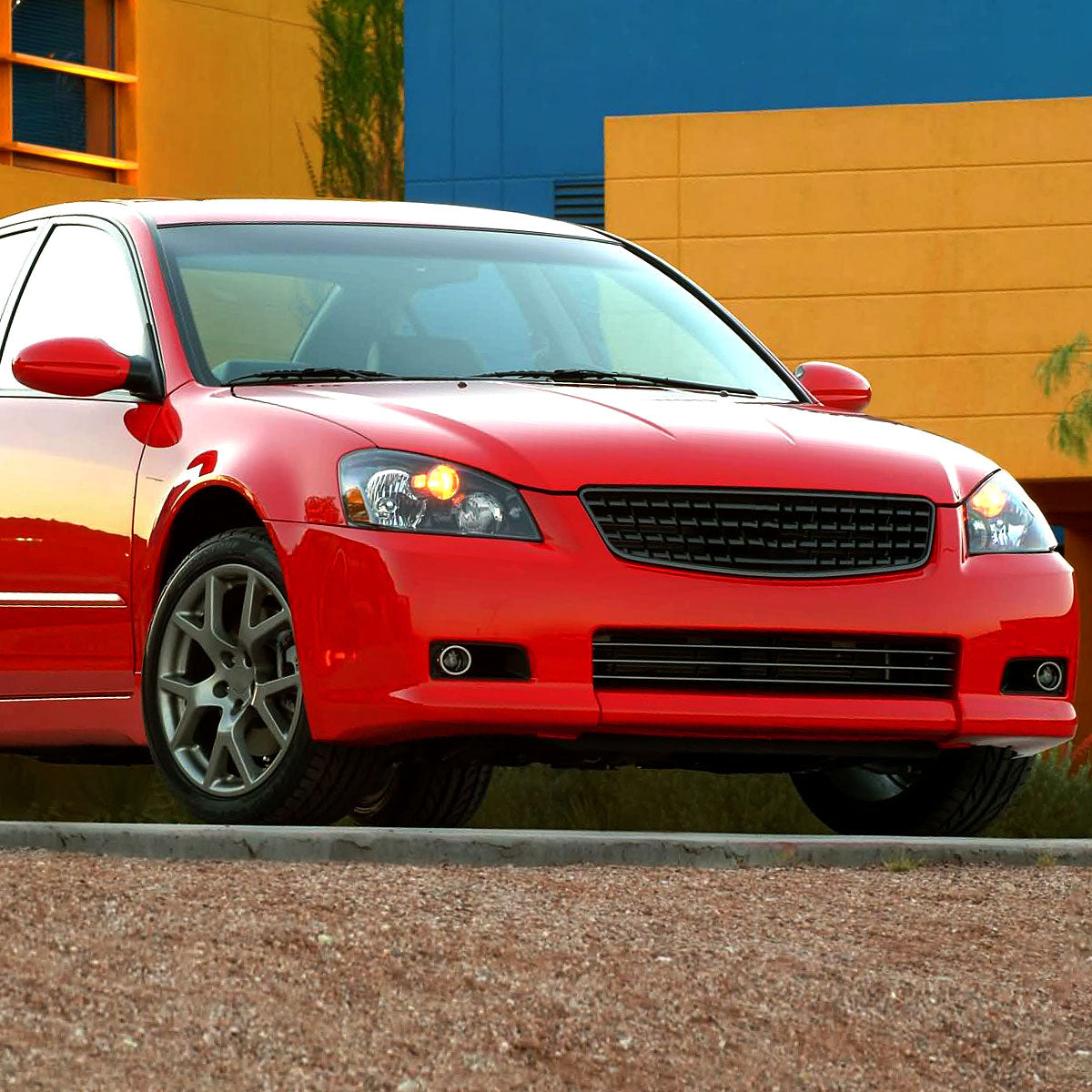 2002-2004 Nissan Altima Crystal Headlights w/ Amber Reflector (Matte Black Housing/Clear Lens)