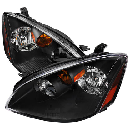 2002-2004 Nissan Altima Crystal Headlights w/ Amber Reflector (Matte Black Housing/Clear Lens)