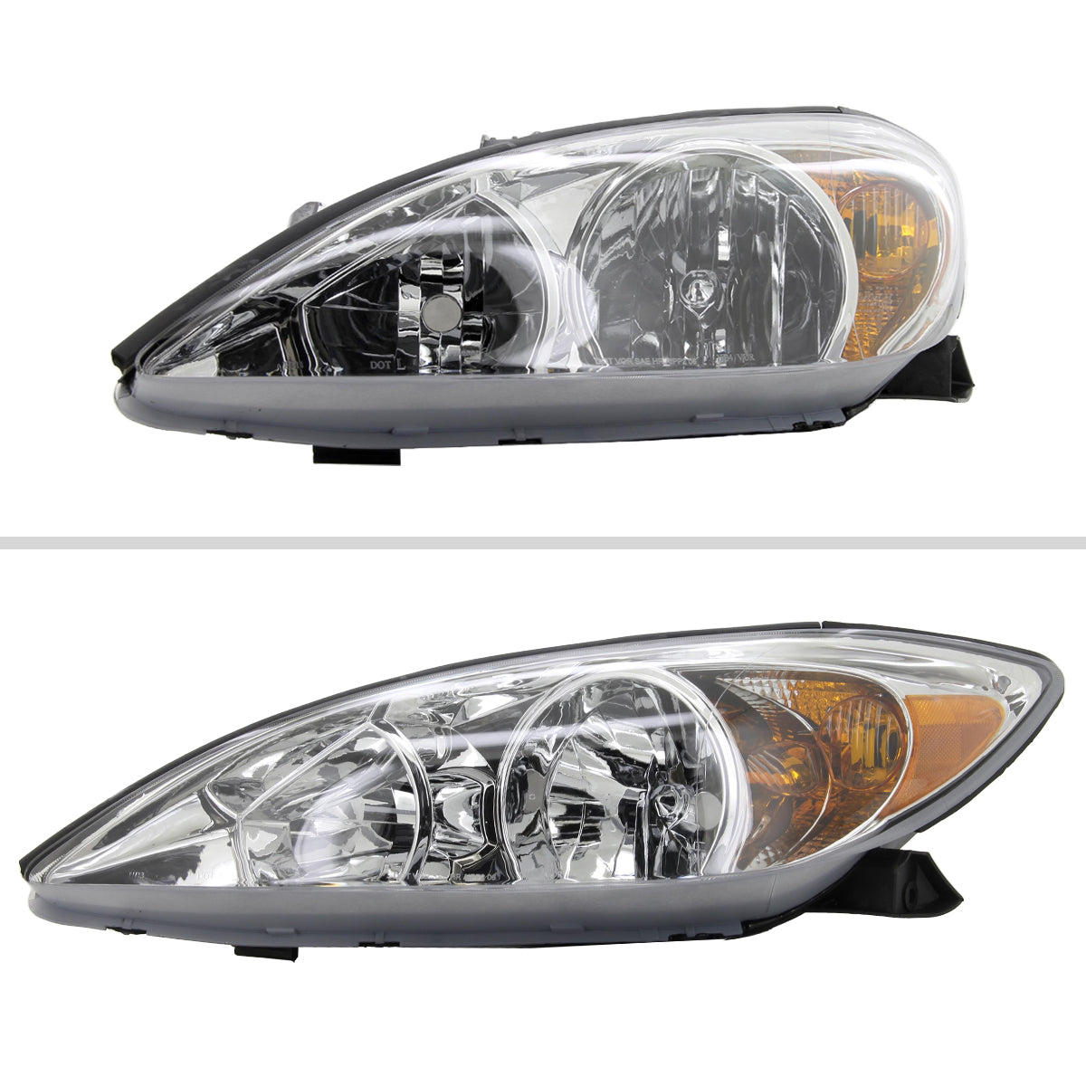 2002-2004 Toyota Camry Factory Style Headlights w/ Amber Reflector (Chrome Housing/Clear Lens)