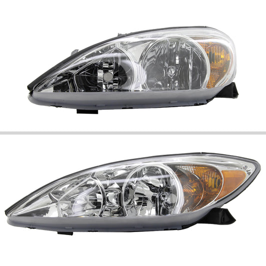 2002-2004 Toyota Camry Factory Style Headlights w/ Amber Reflector (Chrome Housing/Clear Lens)