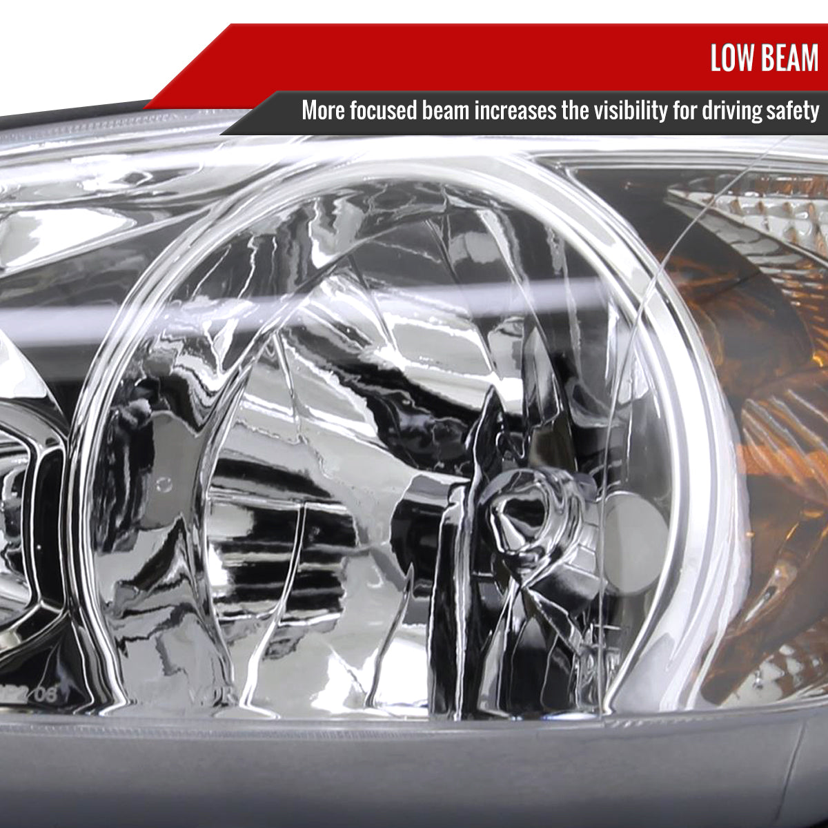 2002-2004 Toyota Camry Factory Style Headlights w/ Amber Reflector (Chrome Housing/Clear Lens)