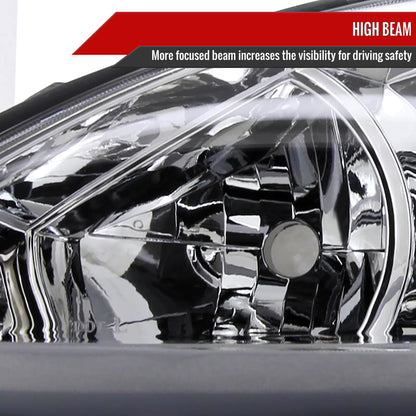 2002-2004 Toyota Camry Factory Style Headlights w/ Amber Reflector (Chrome Housing/Clear Lens)