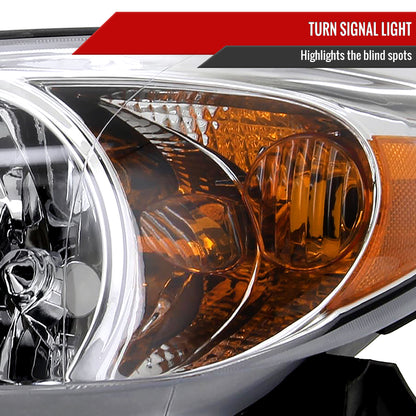 2002-2004 Toyota Camry Factory Style Headlights w/ Amber Reflector (Chrome Housing/Clear Lens)