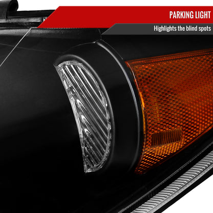 2005-2006 Toyota Camry Factory Style Crystal Headlights w/ Amber Reflector (Matte Black Housing/Clear Lens)