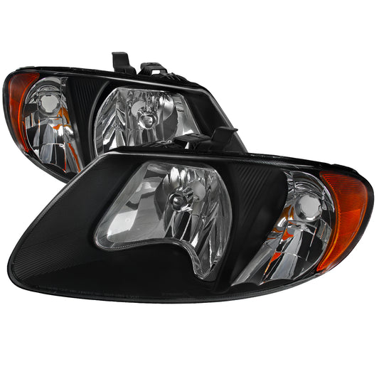 2001-2007 Dodge Caravan Chrysler Voyager/Town & Country Factory Style Crystal Headlights (Matte Black Housing/Clear Lens)