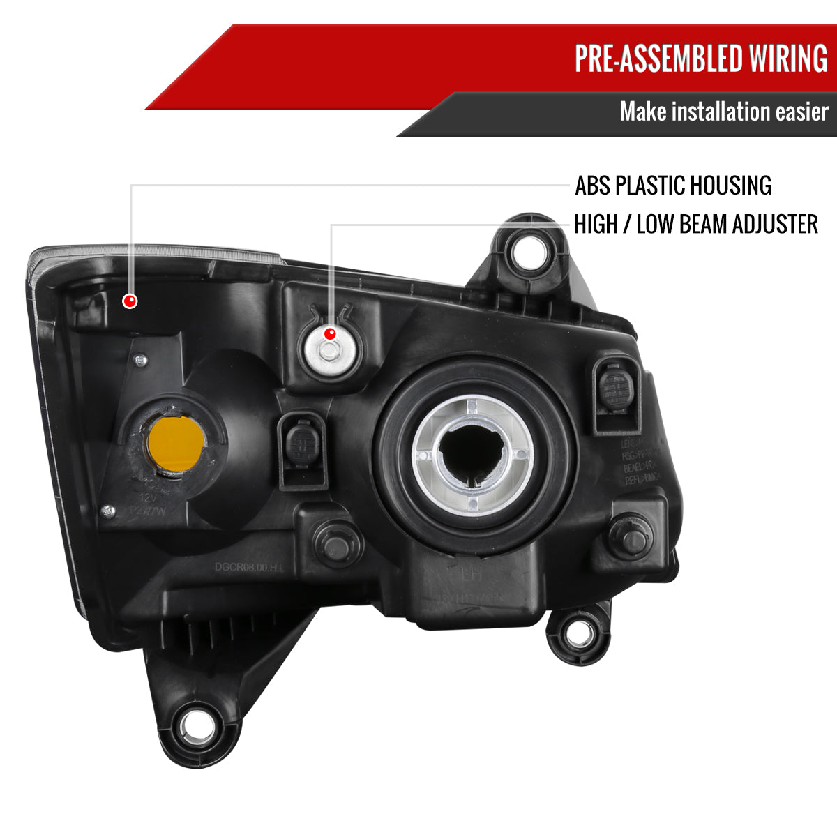 2008-2010 Dodge Grand Caravan Clear Lens Factory Style Crystal Headlight - Driver Side Only