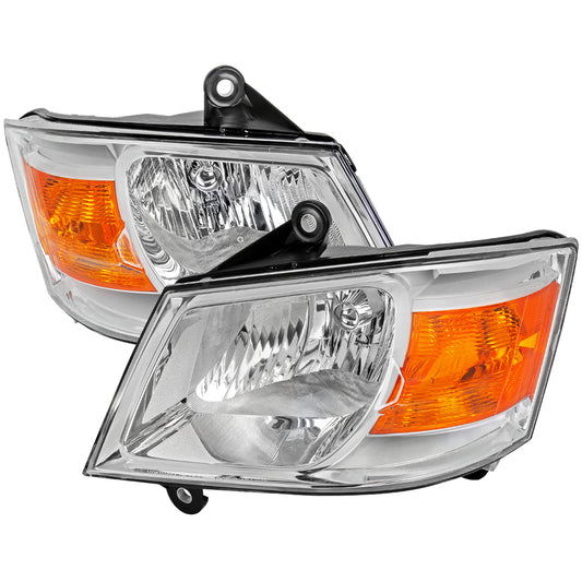 2008-2010 Dodge Grand Caravan Factory Style Headlights - Chrome/Clear Lens