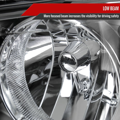 2011-2018 Dodge Grand Caravan Chrysler Town & Country Factory Style Headlights (Chrome Housing/Clear Lens)