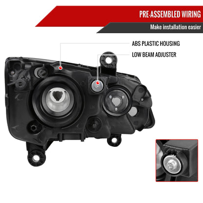 2008-2018 Dodge Grand Caravan Chrysler Town & Country Factory Style Headlights (Matte Black Housing/Clear Lens)