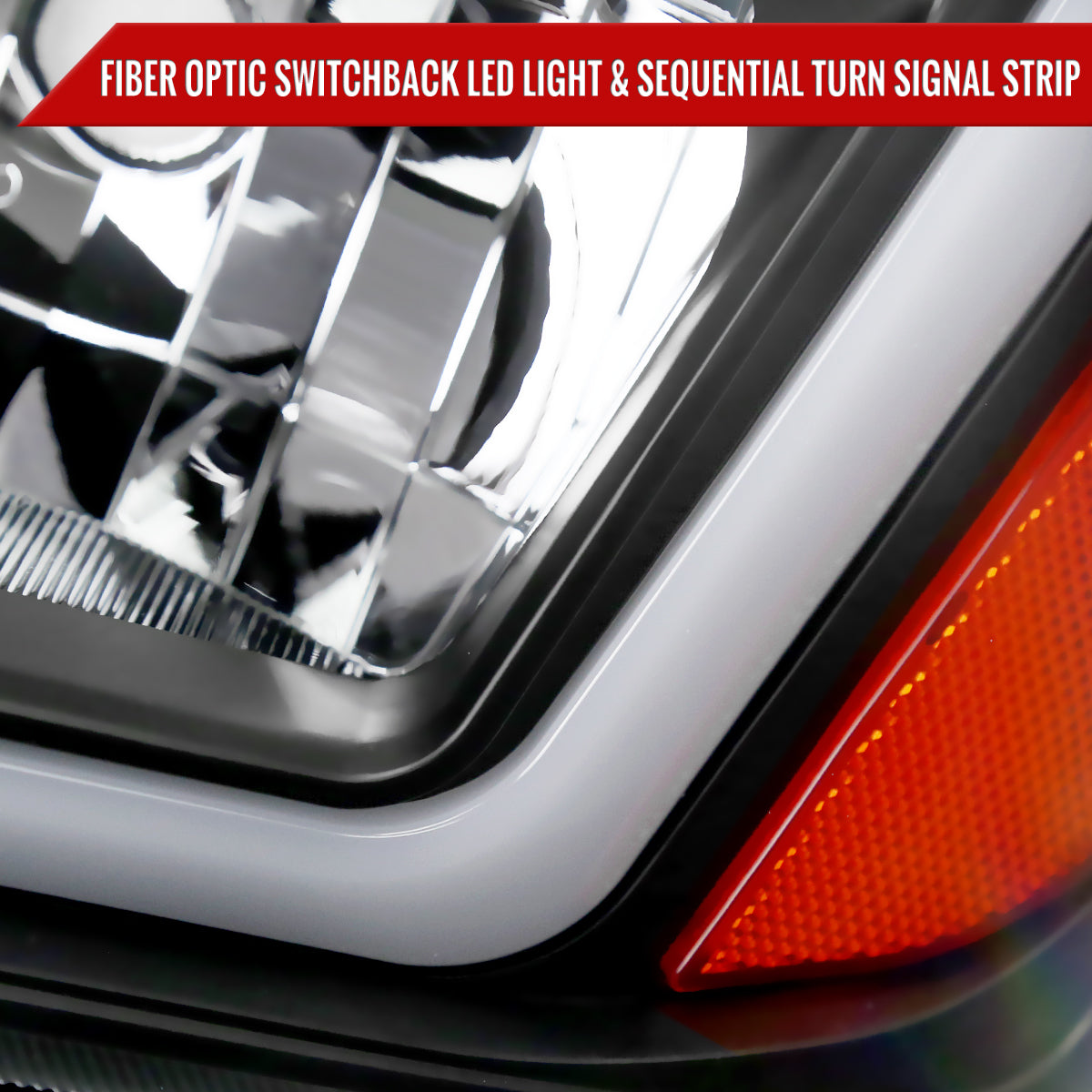 2006-2010 Dodge Charger Switchback Sequential LED Bar Factory Style Headlights (Matte Black Housing/Clear Lens)