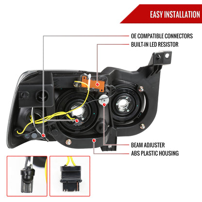 2006-2010 Dodge Charger Switchback Sequential LED Bar Factory Style Headlights (Matte Black Housing/Clear Lens)