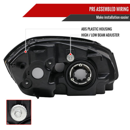 2005-2010 Chevrolet Cobalt Pontiac Pursuit/G5 Crystal Headlights w/ Amber Reflector (Chrome Housing/Clear Lens)