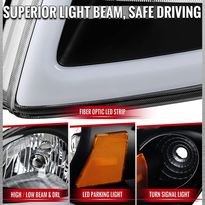 2005??2010 Chevrolet Cobalt Pontiac G5 / Pursuit LED Bar Projector Headlights w/ LED DRL Light Tube (Black Housing / Clear Lens)