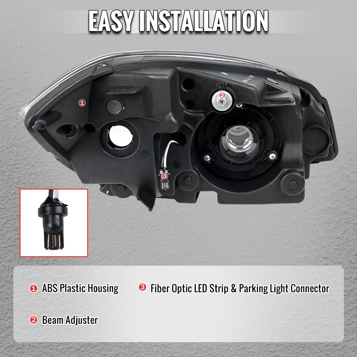 2005??2010 Chevrolet Cobalt Pontiac G5 / Pursuit LED Bar Projector Headlights w/ LED DRL Light Tube (Black Housing / Clear Lens)