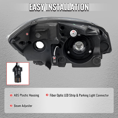 2005??2010 Chevrolet Cobalt Pontiac G5 / Pursuit LED Bar Projector Headlights w/ LED DRL Light Tube (Black Housing / Clear Lens)