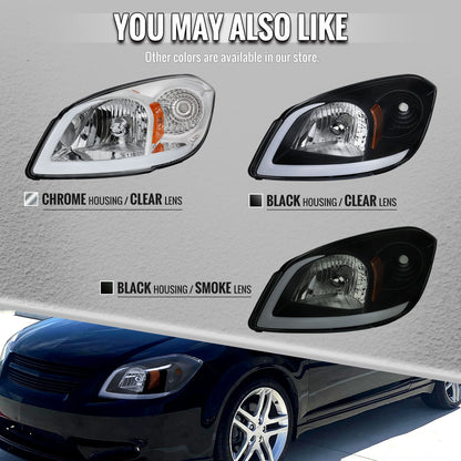 2005??2010 Chevrolet Cobalt Pontiac G5 / Pursuit LED Bar Projector Headlights w/ LED DRL Light Tube (Black Housing / Clear Lens)