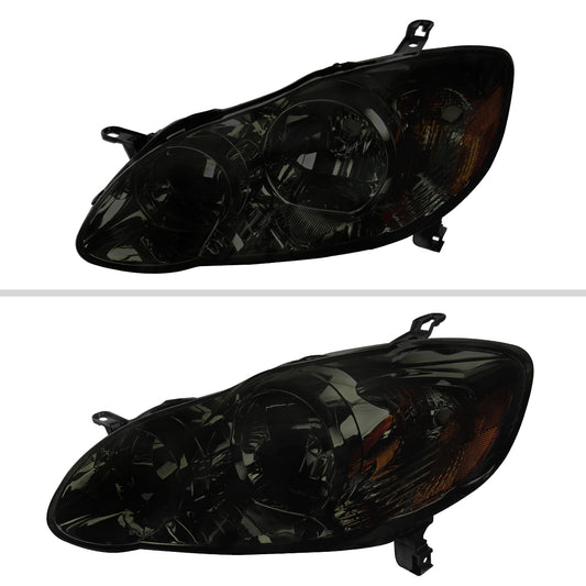 2003-2008 Toyota Corolla Factory Style Headlights (Chrome Housing/Smoked Lens)