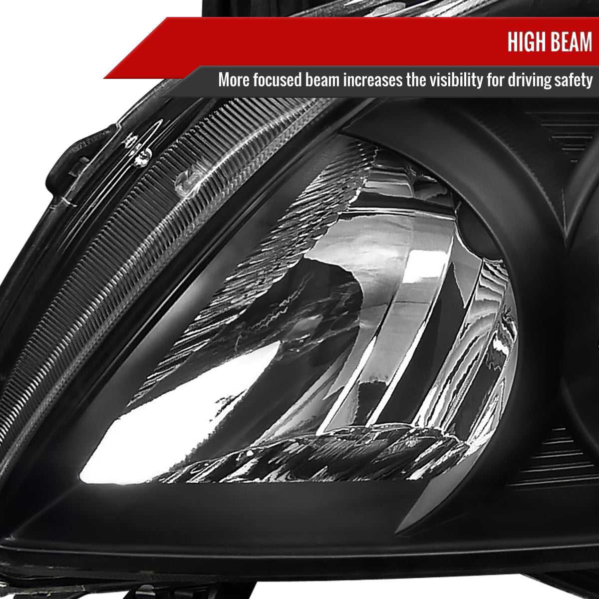 2009-2010 Toyota Corolla Factory Style Crystal Headlights w/ Amber Reflector (Matte Black Housing/Clear Lens)