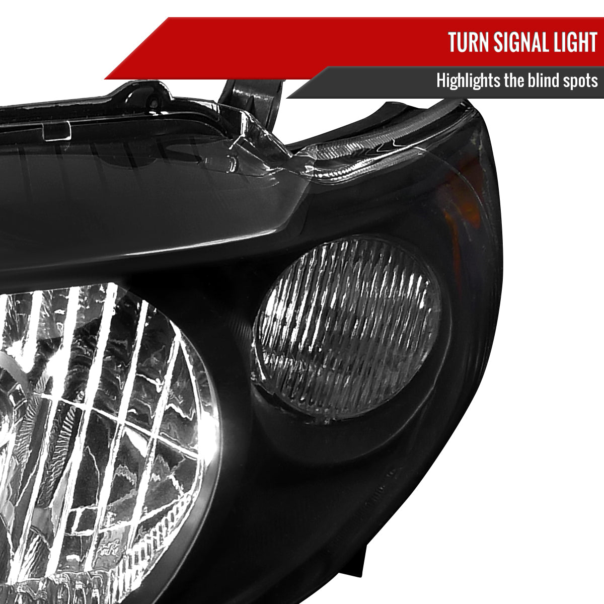 2009-2010 Toyota Corolla Factory Style Crystal Headlights w/ Amber Reflector (Matte Black Housing/Clear Lens)