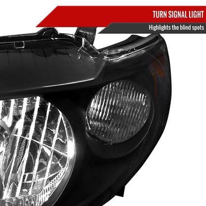 2009-2010 Toyota Corolla Factory Style Crystal Headlights w/ Amber Reflector (Matte Black Housing/Clear Lens)