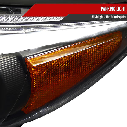 2009-2010 Toyota Corolla Factory Style Crystal Headlights w/ Amber Reflector (Matte Black Housing/Clear Lens)