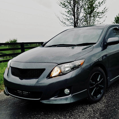 2009-2010 Toyota Corolla Factory Style Crystal Headlights w/ Amber Reflector (Matte Black Housing/Clear Lens)