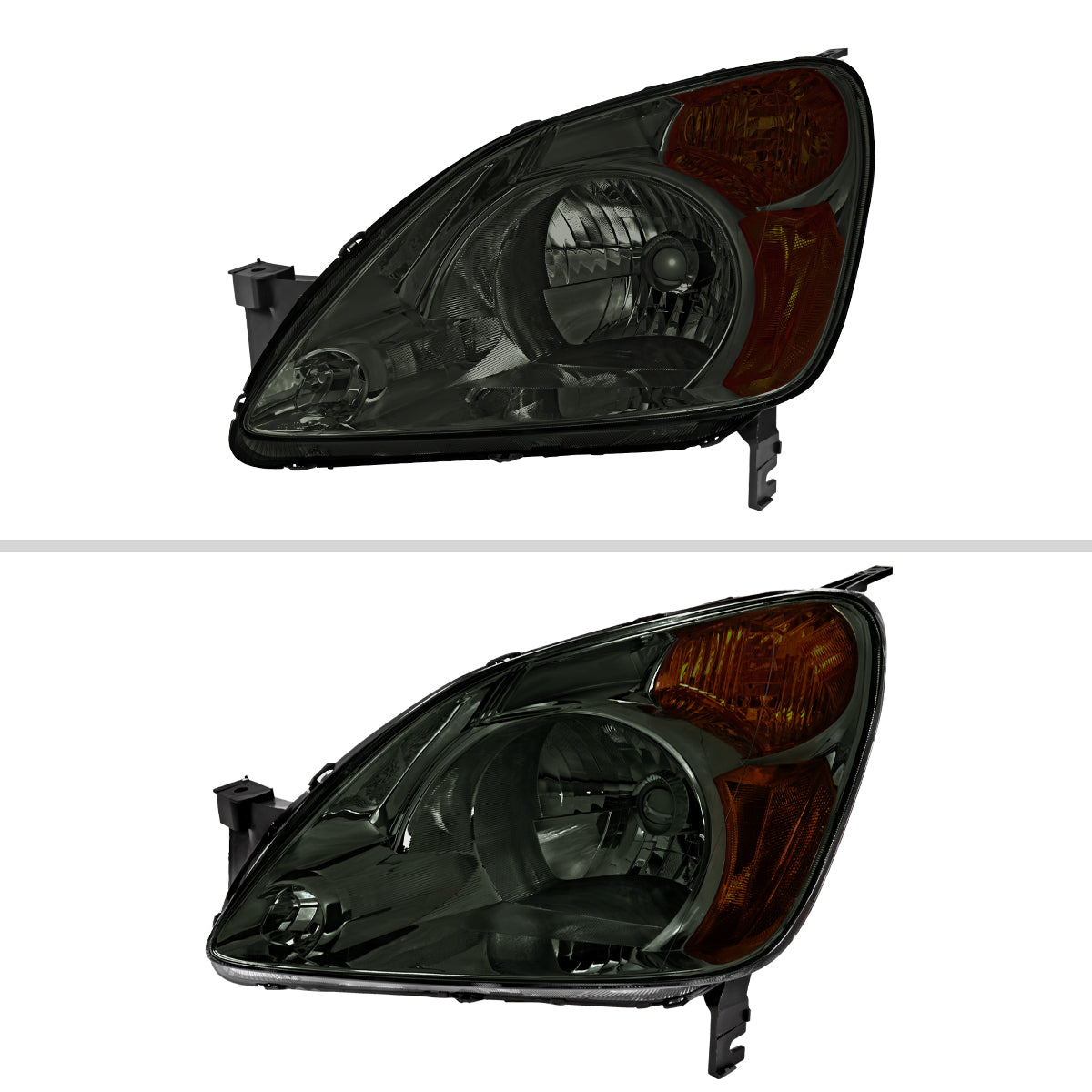 2002-2004 Honda CR-V Factory Style Headlights with Amber Reflector (Chrome Housing/Smoked Lens)