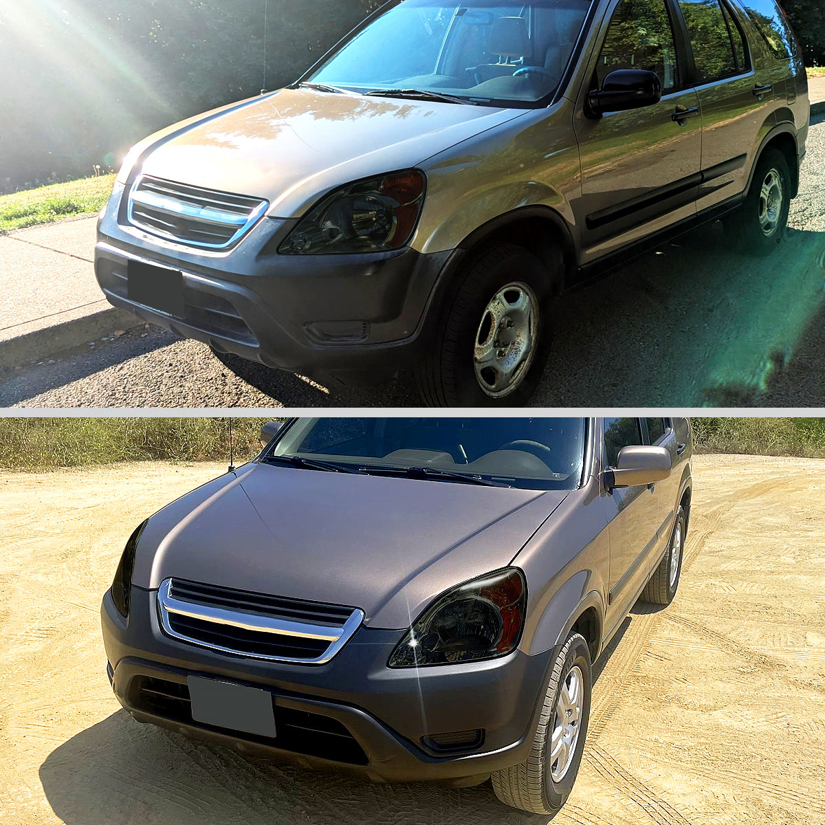 2002-2004 Honda CR-V Factory Style Headlights with Amber Reflector (Chrome Housing/Smoked Lens)