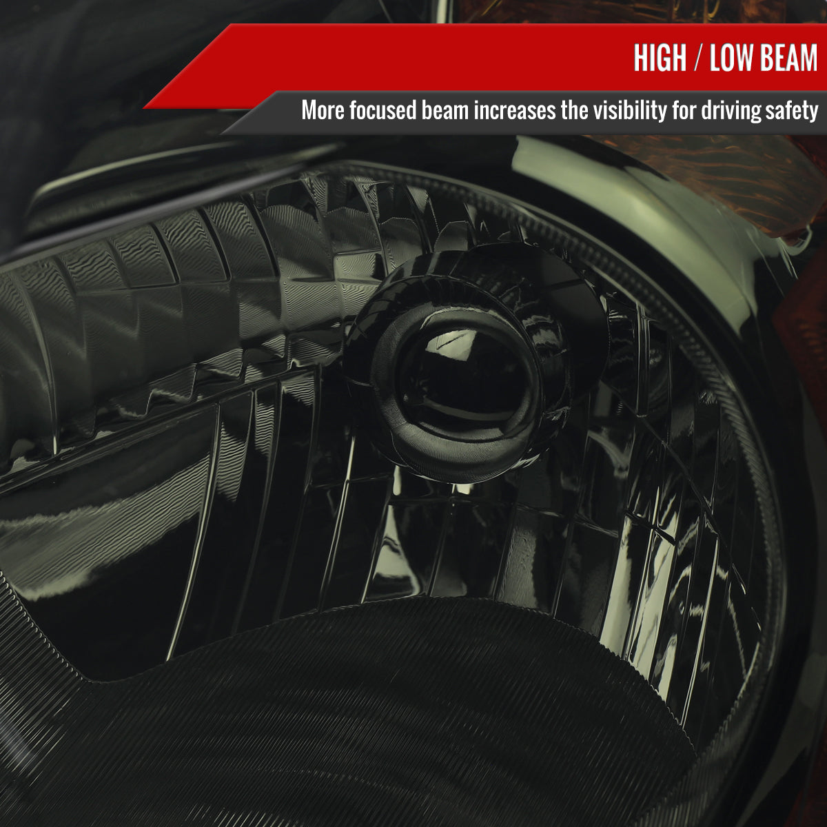 2002-2004 Honda CR-V Factory Style Headlights with Amber Reflector (Chrome Housing/Smoked Lens)