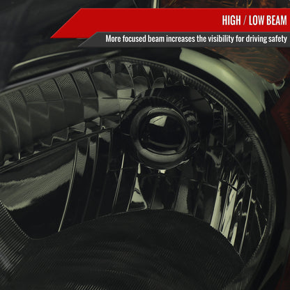 2002-2004 Honda CR-V Factory Style Headlights with Amber Reflector (Chrome Housing/Smoked Lens)