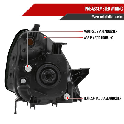 2002-2004 Honda CR-V Factory Style Headlights with Amber Reflector (Chrome Housing/Smoked Lens)