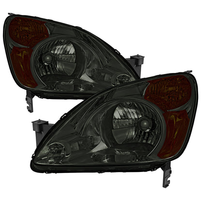 2002-2004 Honda CR-V Factory Style Headlights with Amber Reflector (Chrome Housing/Smoked Lens)