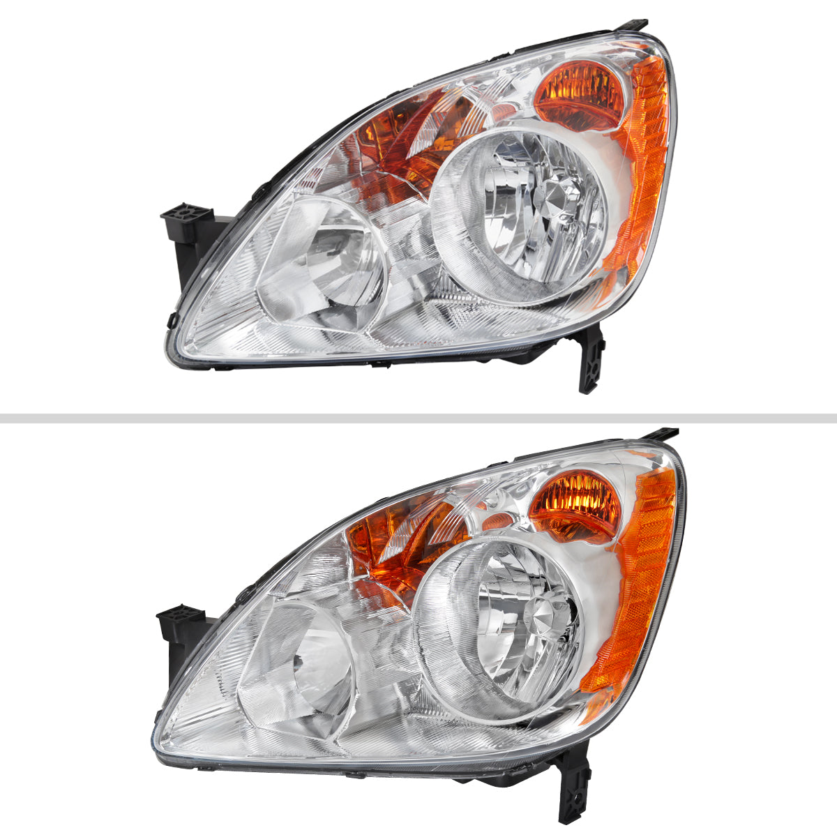 2005-2006 Honda CR-V Factory Style JP Headlights with Amber Reflectors (Chrome Housing/Clear Lens)