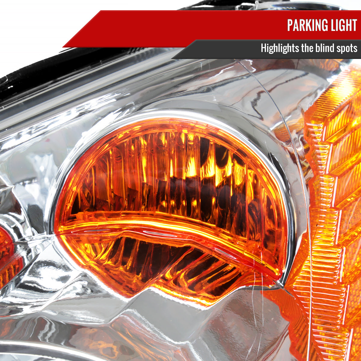 2005-2006 Honda CR-V Factory Style JP Headlights with Amber Reflectors (Chrome Housing/Clear Lens)