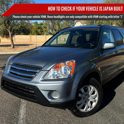 2005-2006 Honda CR-V Factory Style JP Headlights with Amber Reflectors (Chrome Housing/Clear Lens)