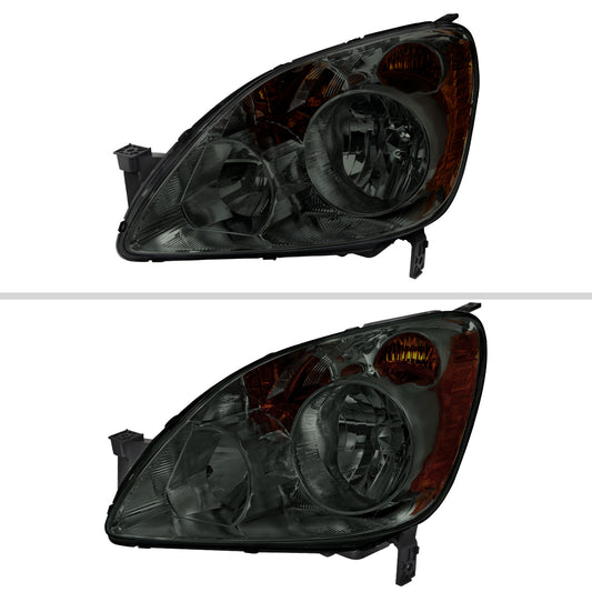 2005-2006 Honda CR-V Factory Style JP Headlights with Amber Reflectors (Chrome Housing/Smoked Lens)