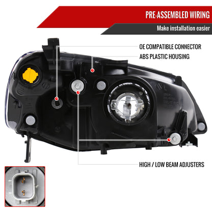 2001-2003 Honda Civic Factory Style Headlights (Chrome Housing/Clear Lens)