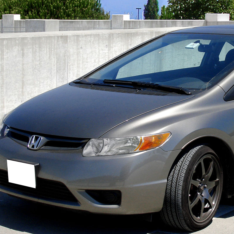2006-2011 Honda Civic Coupe Factory Style Crystal Headlights (Chrome Housing/Clear Lens)
