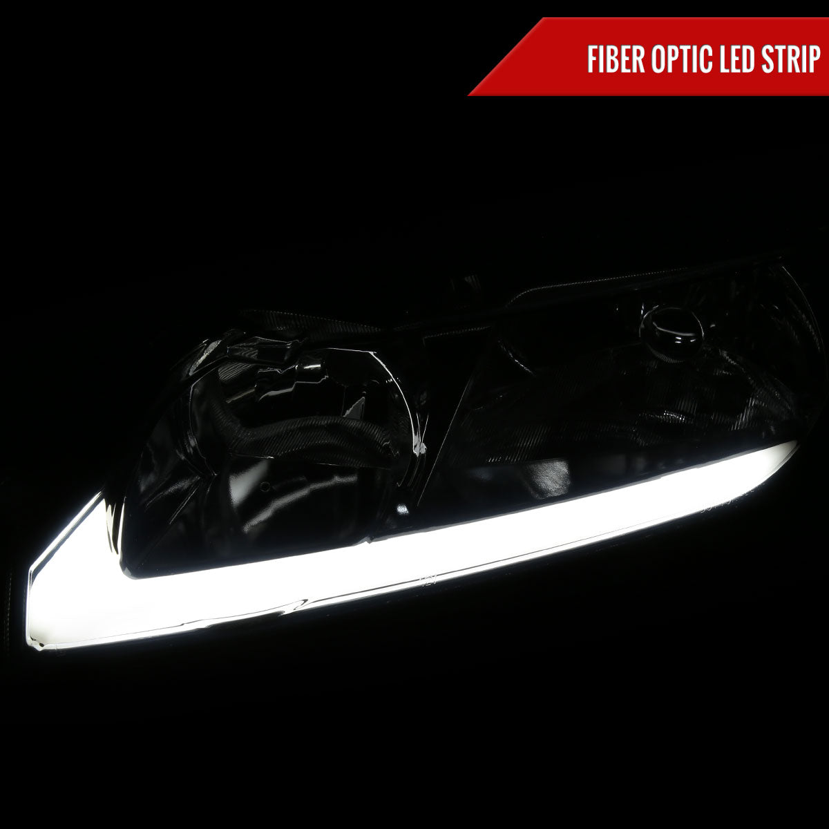 2006-2011 Honda Civic 4DR Sedan Factory Style Headlights w/ LED Strip (Chrome Housing/Smoked Lens)