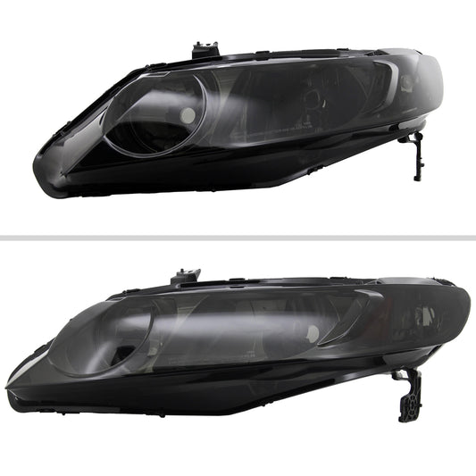 2006-2011 Honda Civic Sedan Crystal Headlights (Chrome Housing/Smoked Lens)