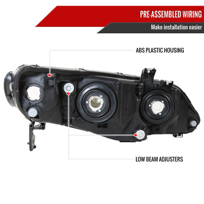 2006-2011 Honda Civic Sedan Crystal Headlights (Matte Black Housing/Clear Lens)