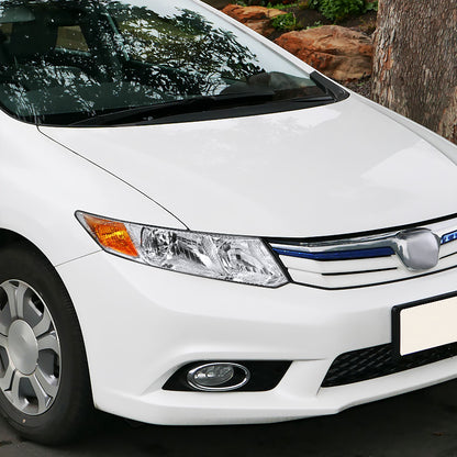 2012-2013 Honda Civic Coupe/ 2012-2015 Civic Sedan Crystal Headlights (Chrome Housing/Clear Lens)