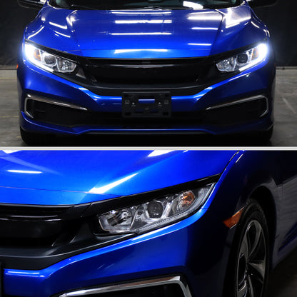 2016-2021 Honda Civic LED Strip Factory Style Projector Headlights (Chrome Housing/Clear Lens)