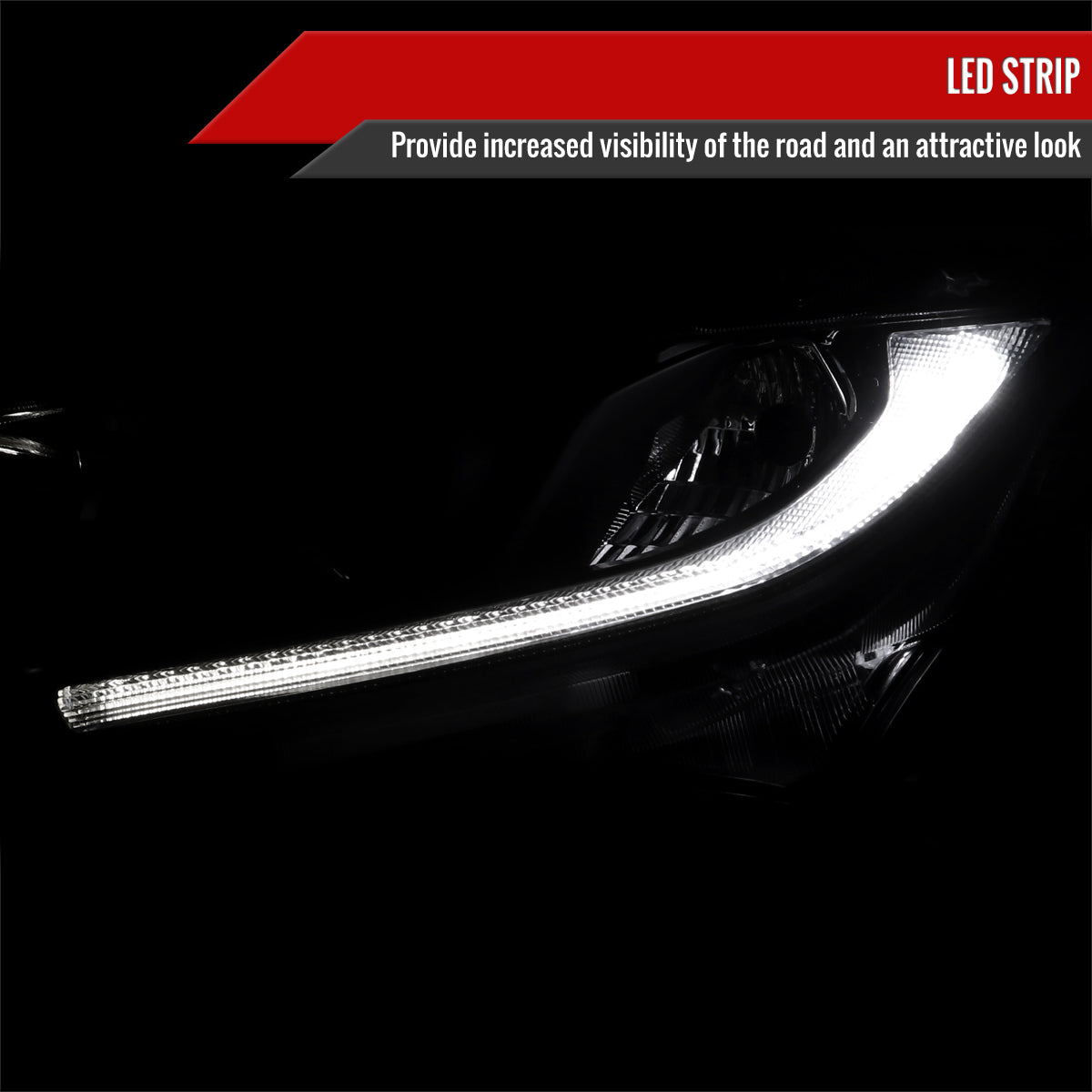 2016-2021 Honda Civic LED Strip Factory Style Projector Headlights (Matte Black Housing/Clear Lens)