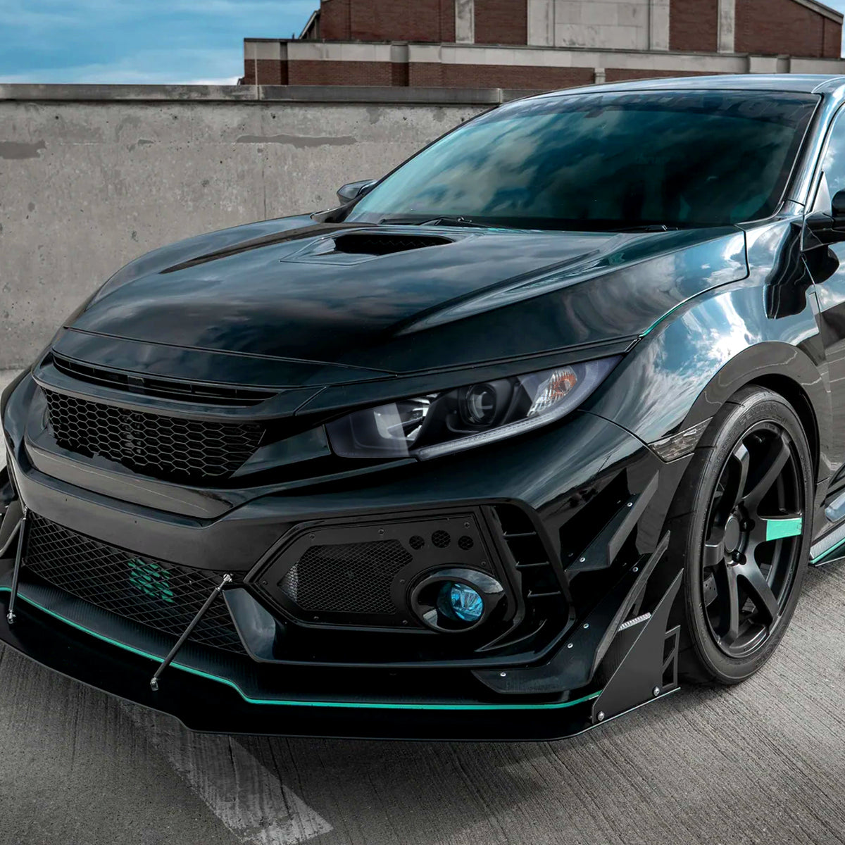 2016-2021 Honda Civic LED Strip Factory Style Projector Headlights (Matte Black Housing/Clear Lens)