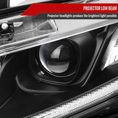 2016-2021 Honda Civic LED Strip Factory Style Projector Headlights (Matte Black Housing/Clear Lens)